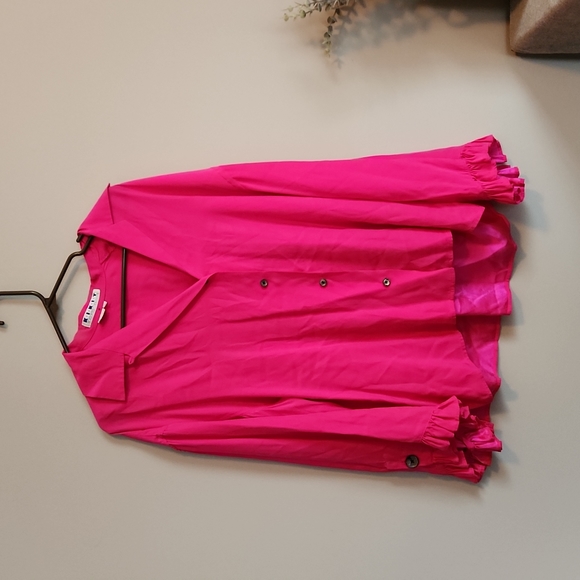 Kikit Maurice Sasson hot pink silk blouse sz S - Picture 1 of 5